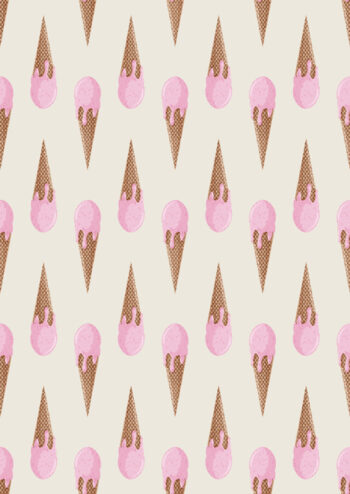Pink ice creams with cream background