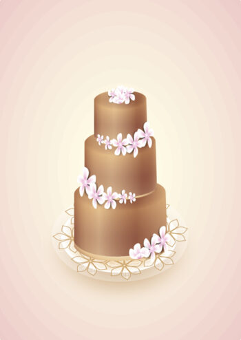 Chocolate cake with pink flowers