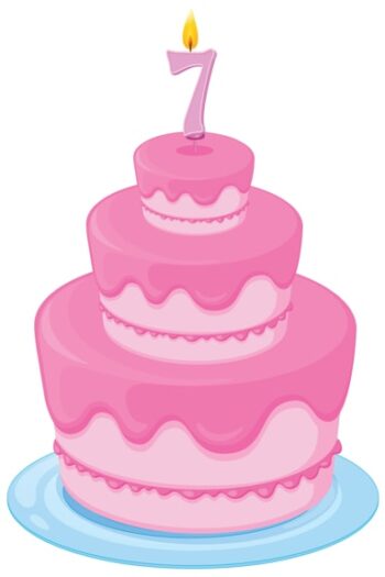 Pink birthday cake age 7