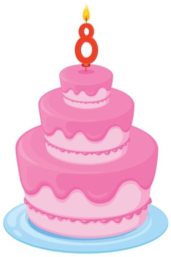 Pink birthday cake age 8