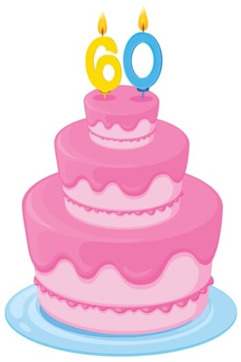 Pink birthday cake age 60