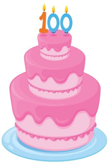 Pink birthday cake age 100