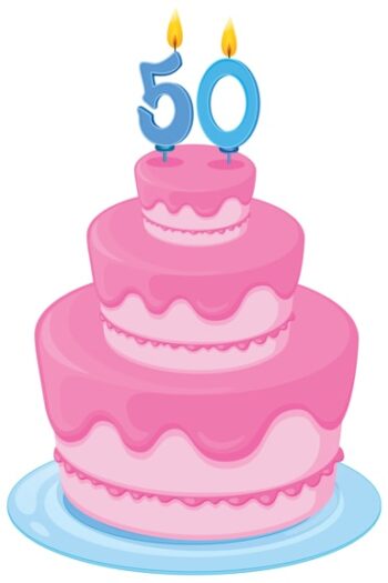 Pink birthday cake age 50