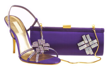 Purple and diamante sandal and handbag