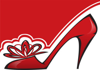 Red shoe with red and white background