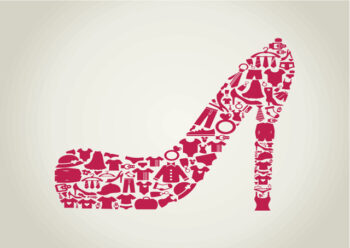 Pink shoe image with grey background