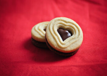 Heart shaped chocolate biscuit