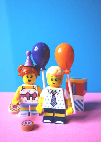Toy characters with balloons