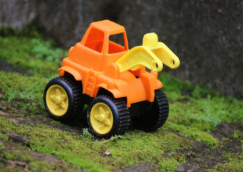 Toy tractor outdoors