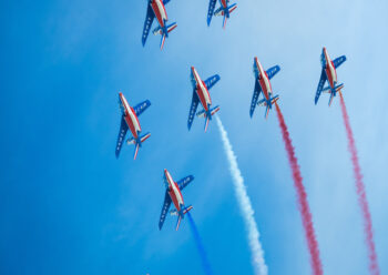 French air display team with coloured smoke
