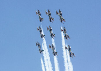 Italian air force display team flying in formation