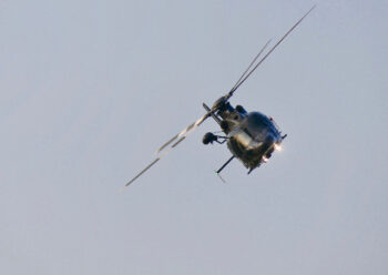 Front view of helicopter in flight