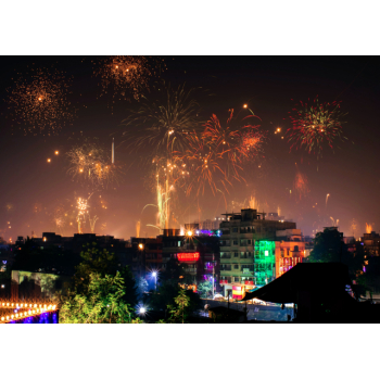 Fireworks over a city