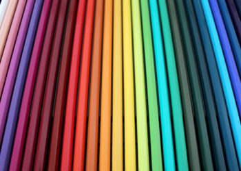 Close up of coloured pencils