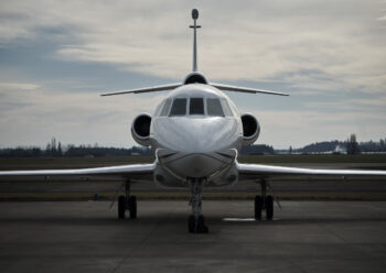 Front view of a private jet