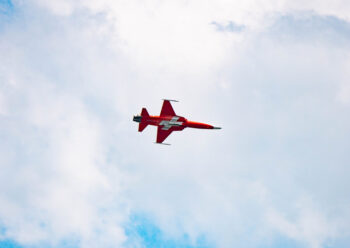 Fighter jet with red livery