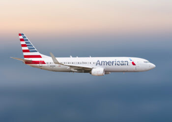 American airlines plane in flight