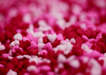 Various shades of pink hearts