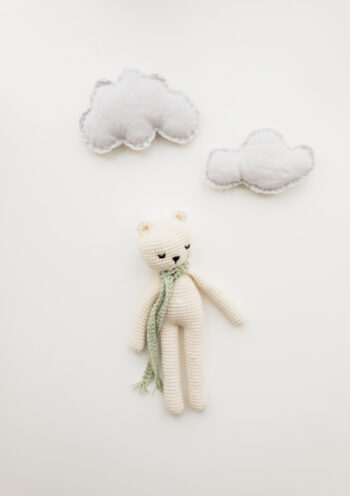 Teddy beneath two clouds