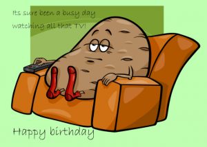 Couch potato humour birthday card