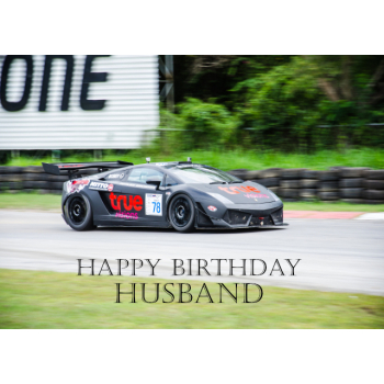 Lamborghini Gallardo on race track Husband birthday card