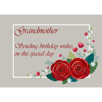 Red roses and hearts Grandmother birthday card