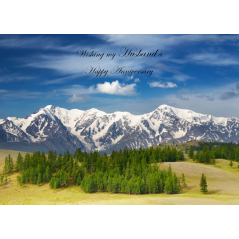 Snow covered mountains Husband anniversary card