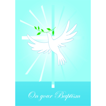 Cross and dove Baptism card
