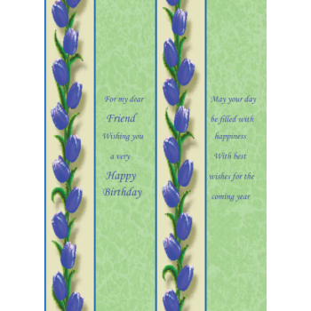 Floral design with green borders Friend birthday