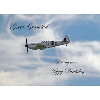 Spitfire plane in flight Great Grandad birthday