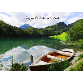 Moored rowing boat on lake Uncle birthday