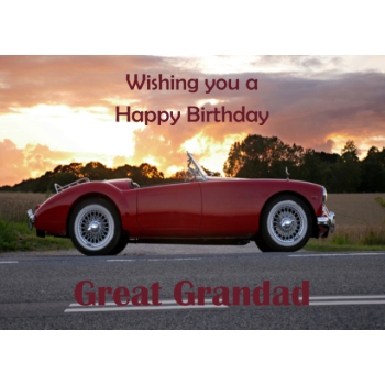 Classic MG MGA roadster car Great Grandad birthday