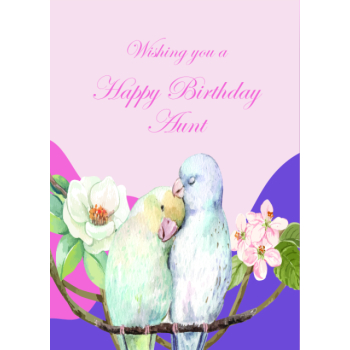 Budgies on branch Aunt birthday