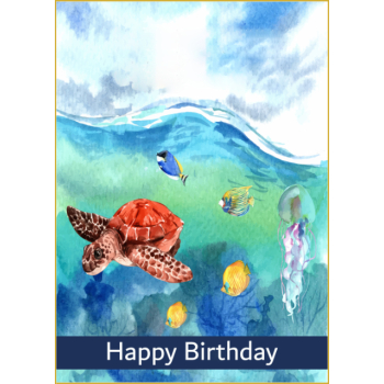 Sea turtle and fish birthday