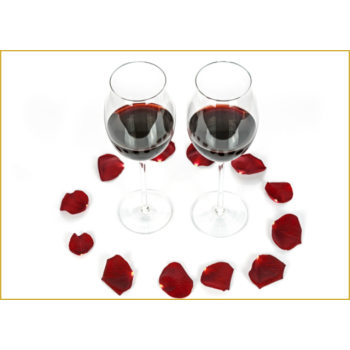 Red wine and rose petals